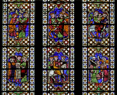Raam met de kindertijd van Christus: Zes scènes, 14e-19e eeuw door French School